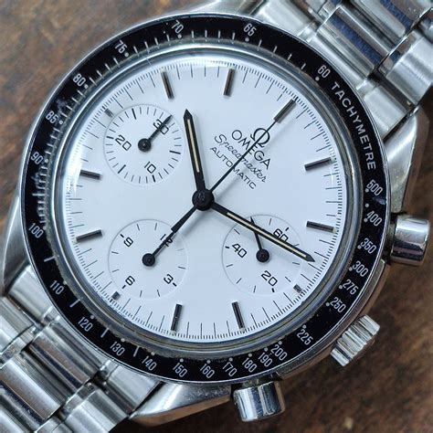 omega speedmaster racing 40mm white dial|Omega Speedmaster reduced white dial.